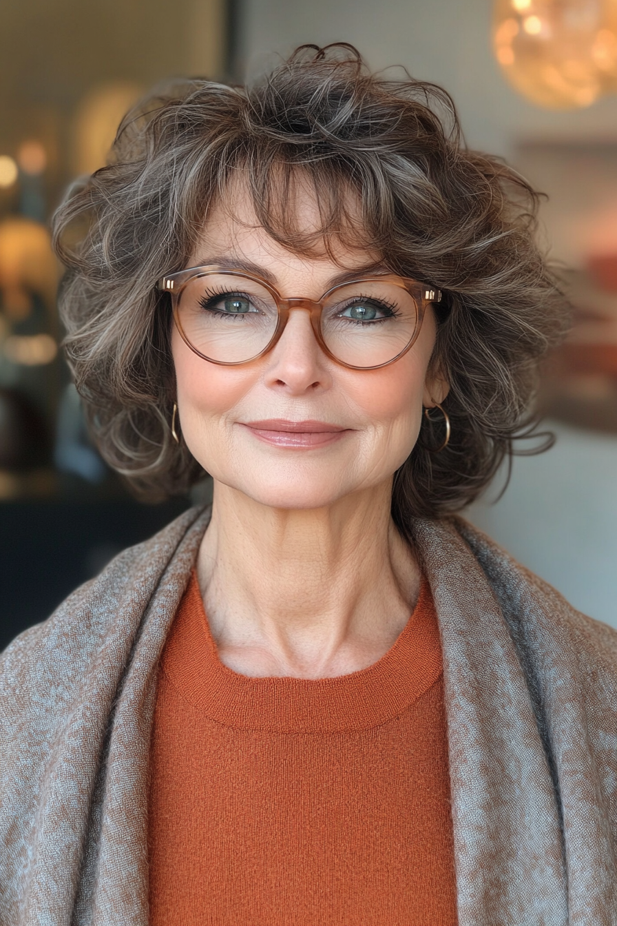 26. Soft Curls in Cocoa Brown (Hairstyles For Women Over 60 With Glasses) - Hairstyles For Women Over 60 With Glasses