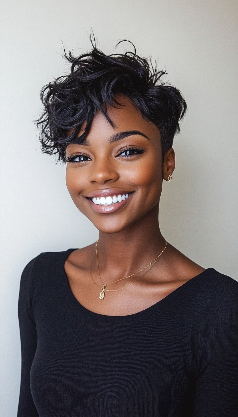 3. Choppy Pixie in Natural Black (Pixie Hairstyles For Thin Hair) - Pixie Hairstyles For Thin Hair