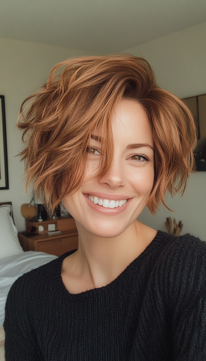11. Shaggy Pixie in Warm Auburn (Pixie Hairstyles For Thin Hair) - Pixie Hairstyles For Thin Hair