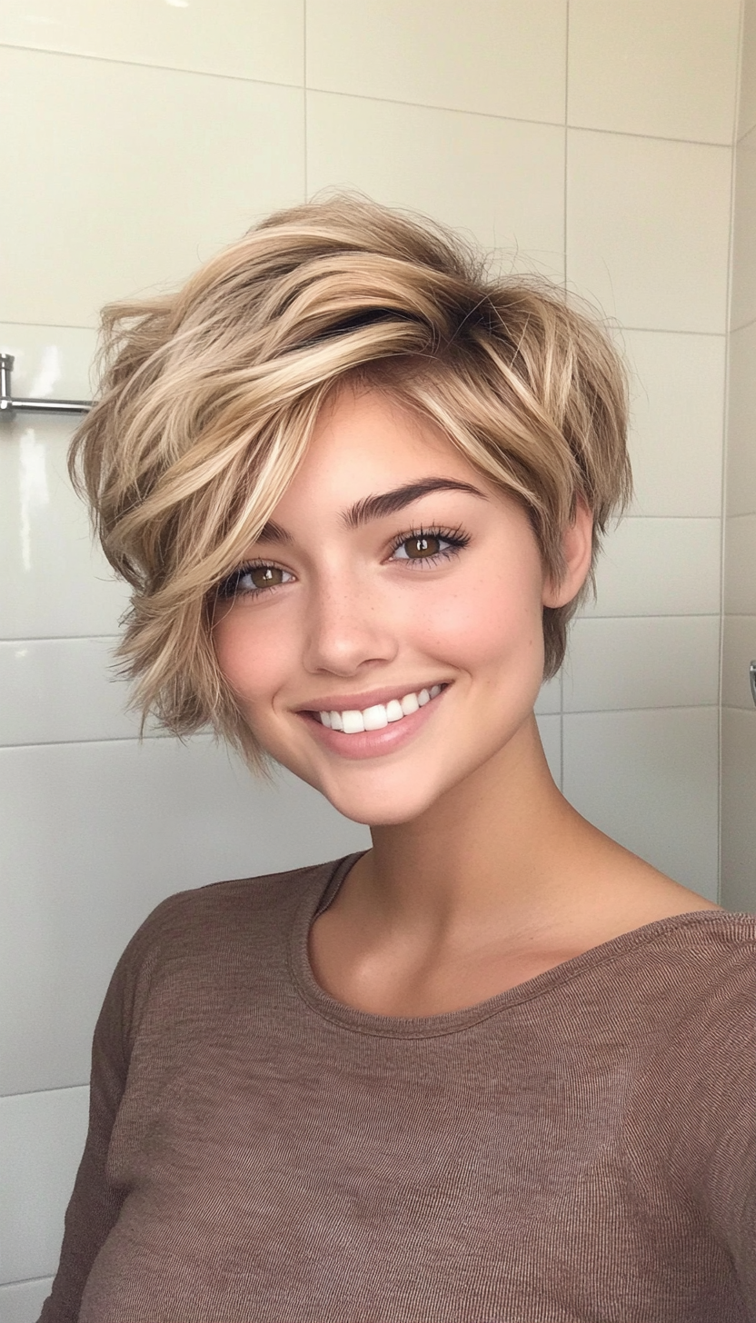 13. Tousled Pixie in Honey Blonde (Pixie Hairstyles For Thin Hair) - Pixie Hairstyles For Thin Hair
