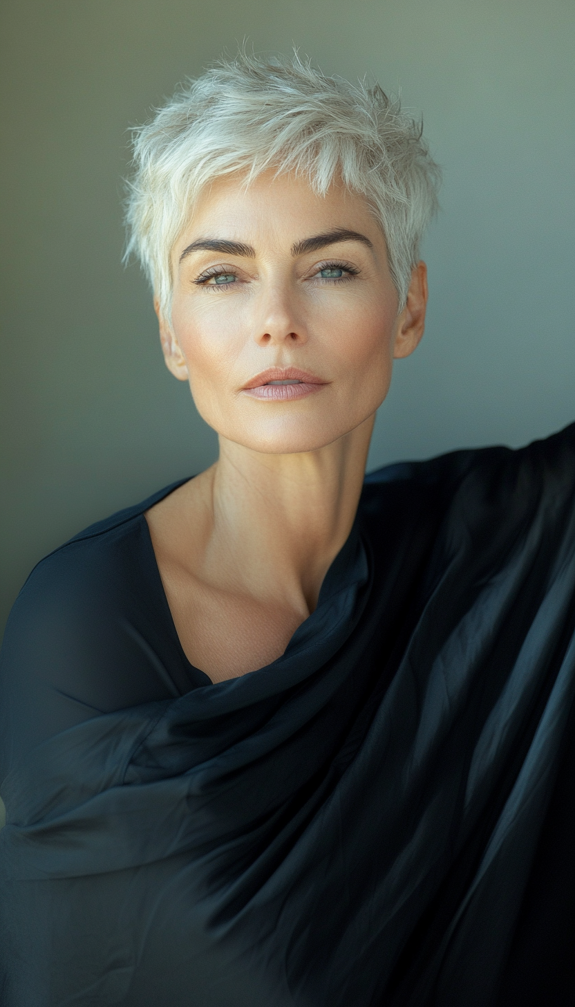 3. Textured Crop in Salt-and-Pepper (Short Hairstyles For Older Women) - Short Hairstyles For Older Women