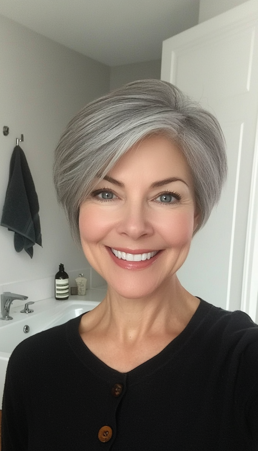 8. Classic Crop in Natural Gray (Short Hairstyles For Older Women) - Short Hairstyles For Older Women