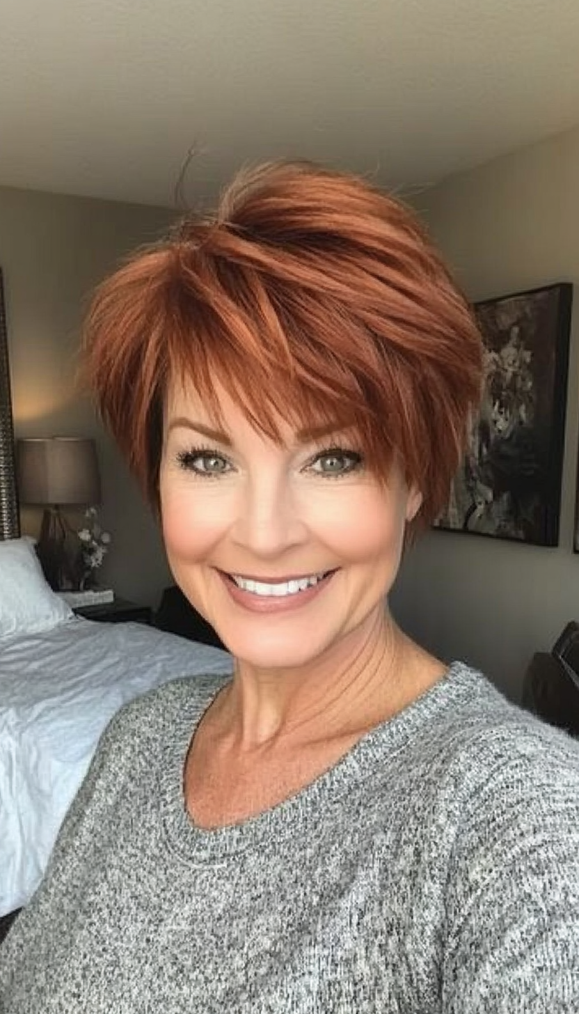 13. Volumized Crop in Soft Auburn (Short Hairstyles For Older Women) - Short Hairstyles For Older Women