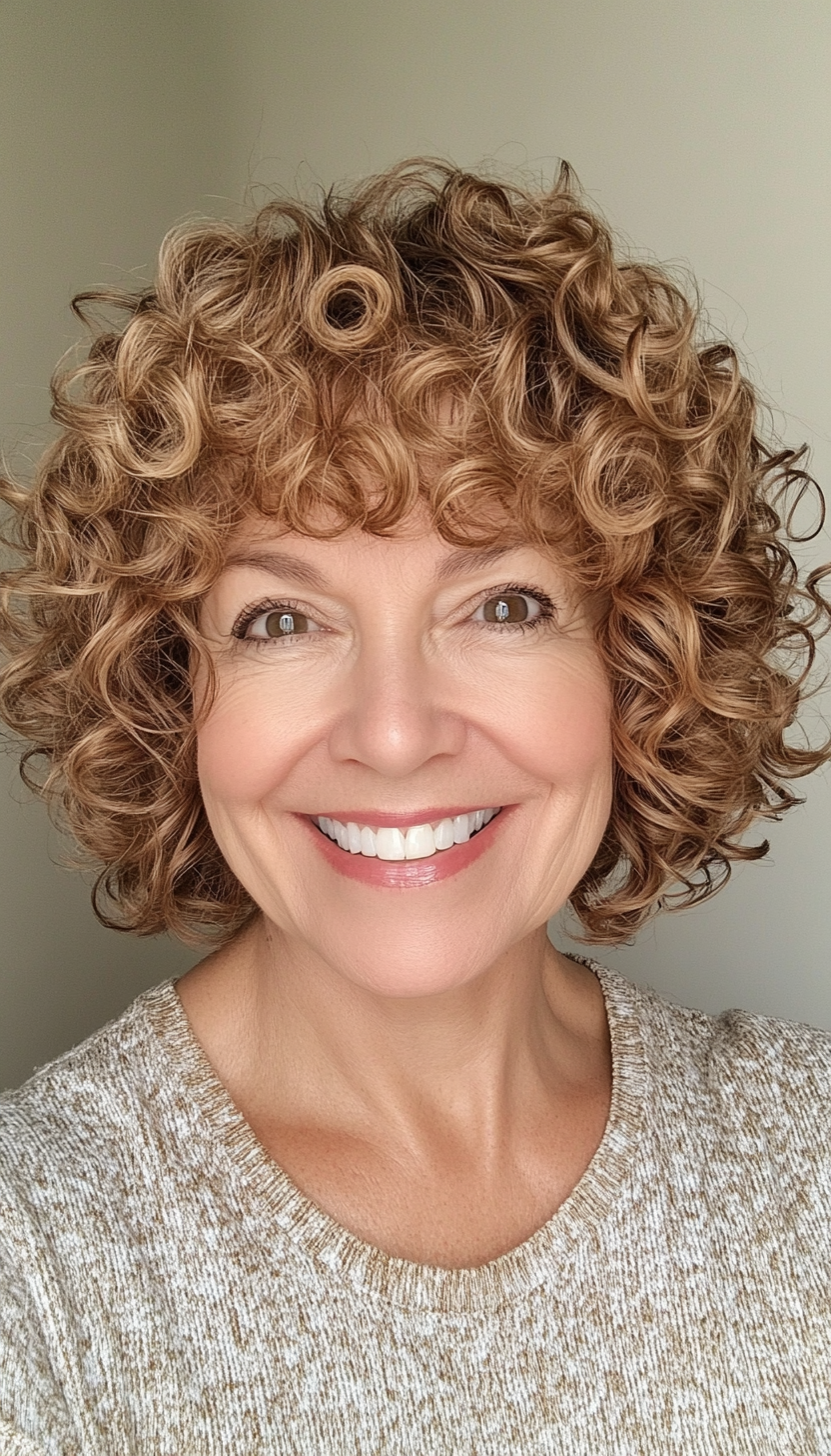 14. Curled Bob in Golden Brown (Short Hairstyles For Older Women) - Short Hairstyles For Older Women