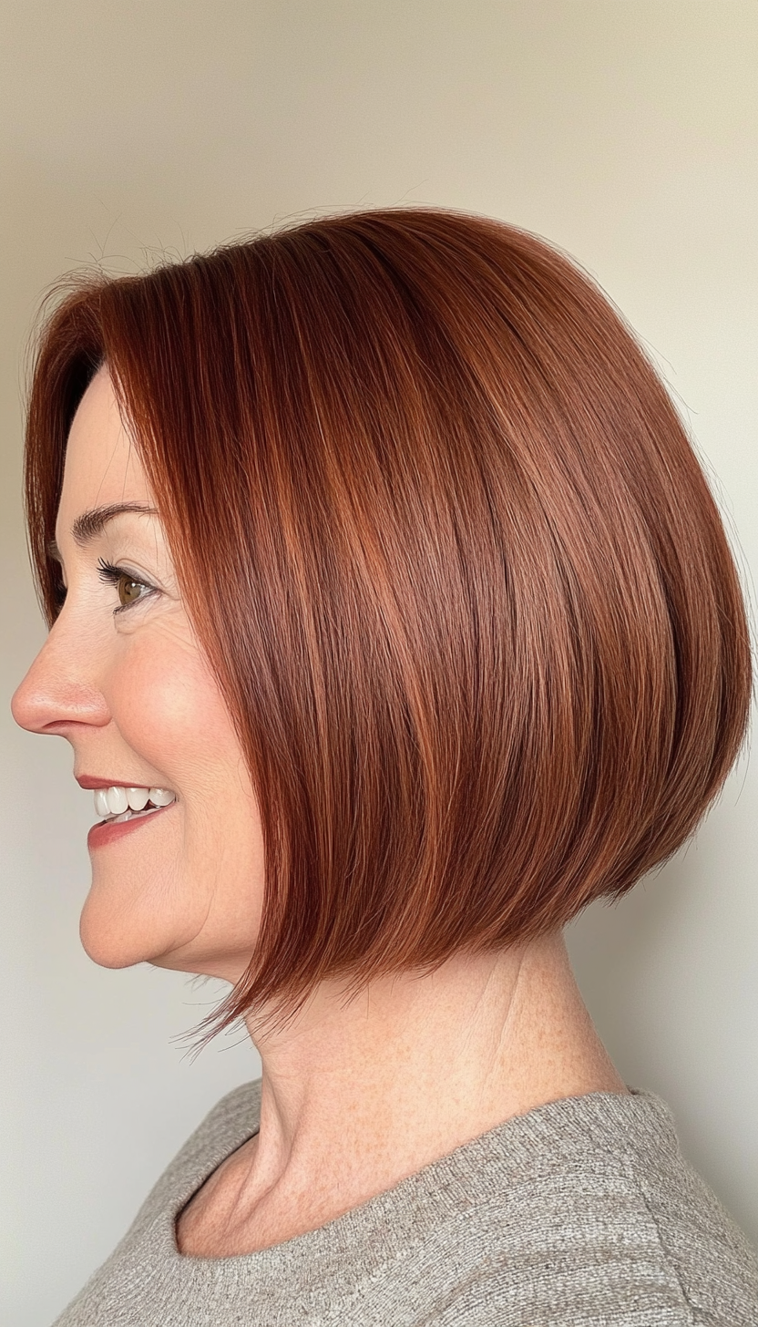 18. Classic Bob in Warm Auburn (Short Hairstyles For Older Women) - Short Hairstyles For Older Women