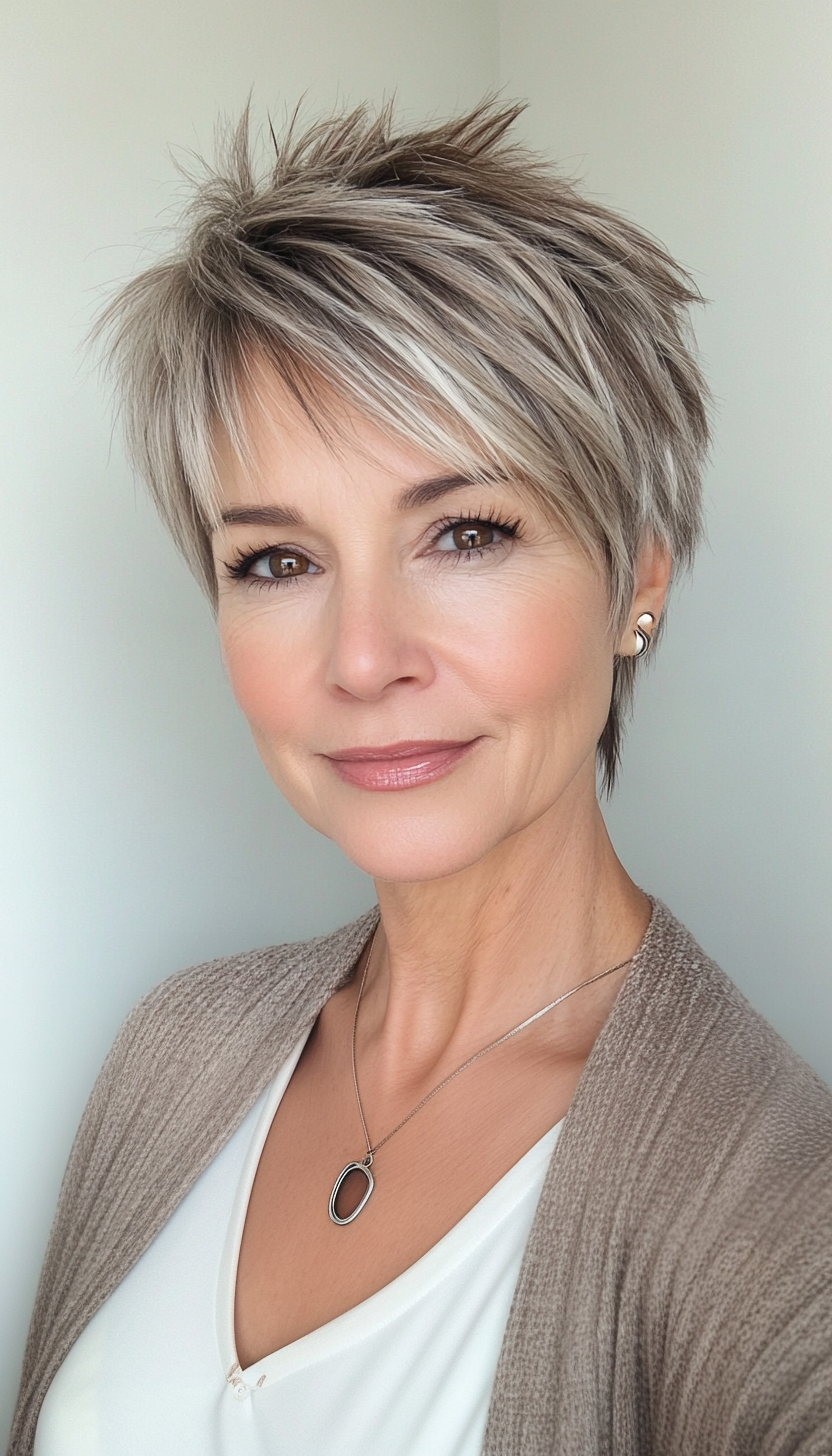 24. Edgy Pixie in Deep Ash Brown (Short Hairstyles For Older Women) - Short Hairstyles For Older Women
