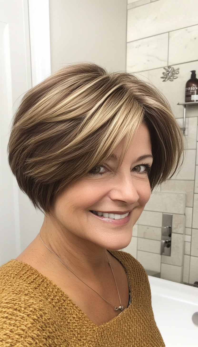 9. Golden Brown Pixie Bob (Pixie Hairstyles For Older Women) - Pixie Hairstyles For Older Women