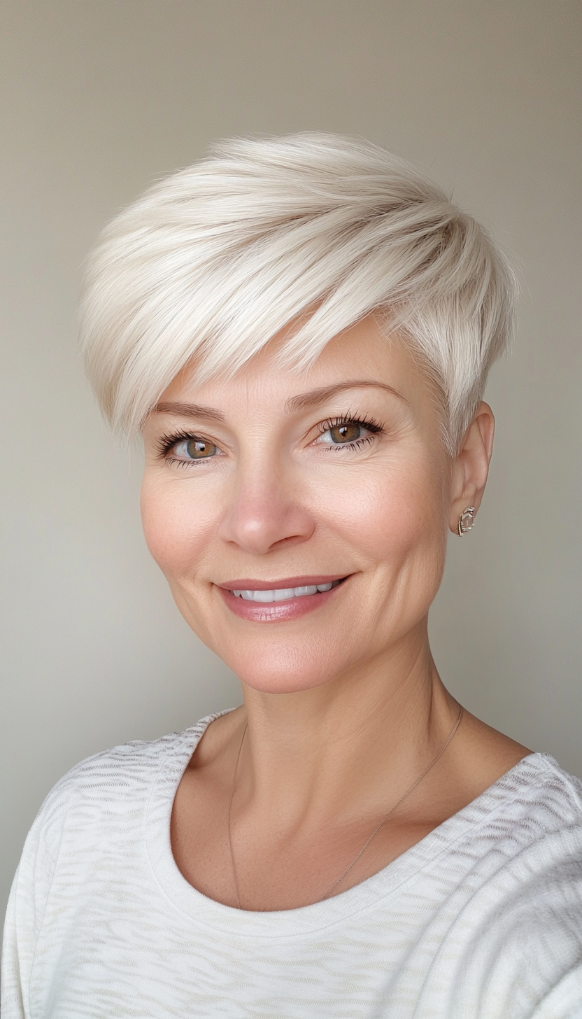 26. Ivory Blonde Feminine Pixie (Pixie Hairstyles For Older Women) - Pixie Hairstyles For Older Women