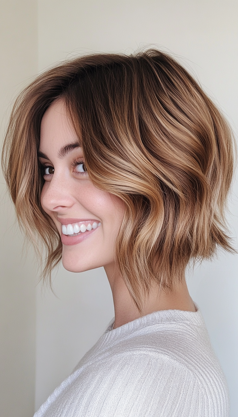 3. Layered Shag with Caramel Balayage (Short Haircuts For Women) - Short Haircuts For Women