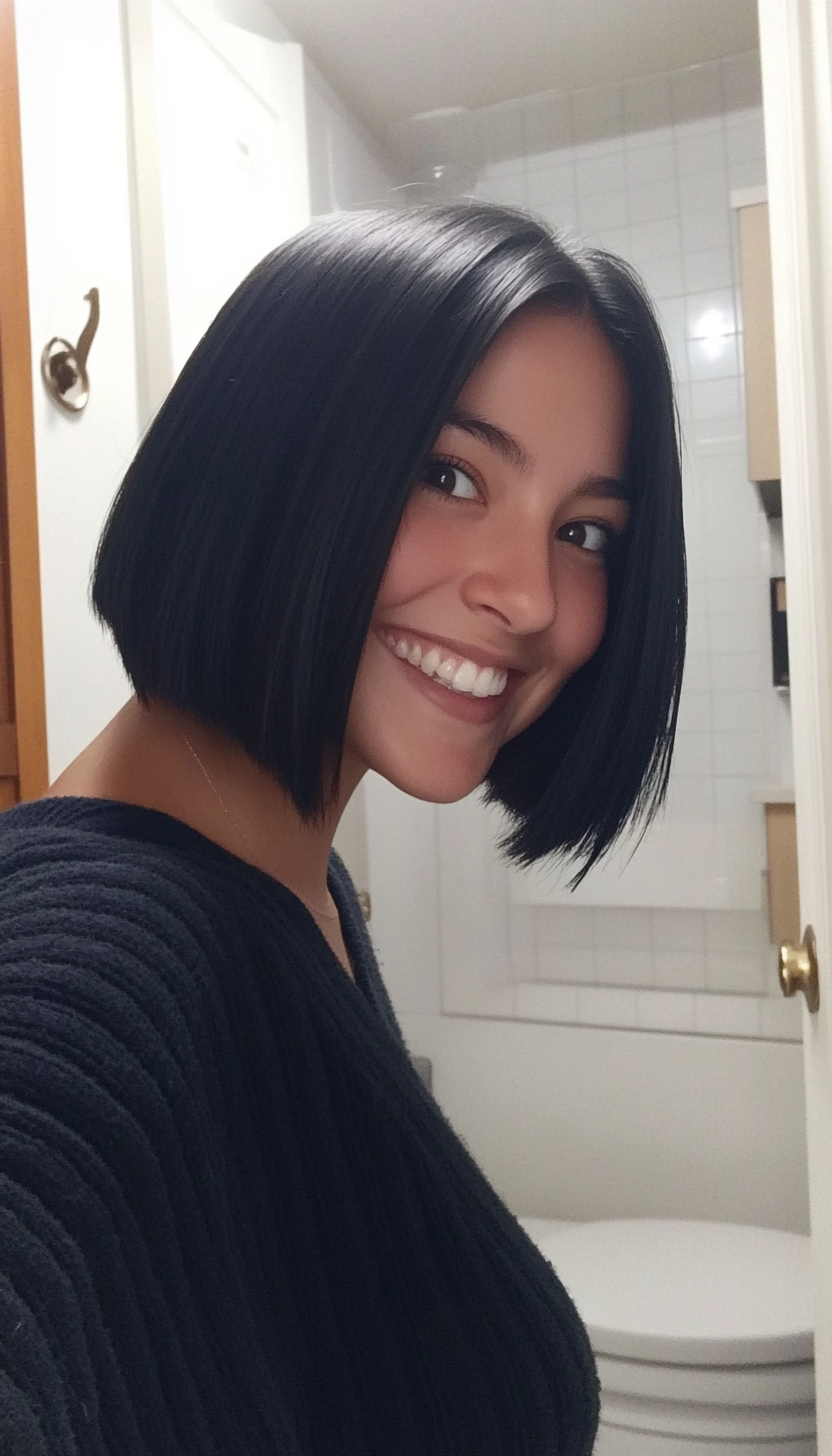 4. Blunt Bob in Jet Black (Short Haircuts For Women) - Short Haircuts For Women