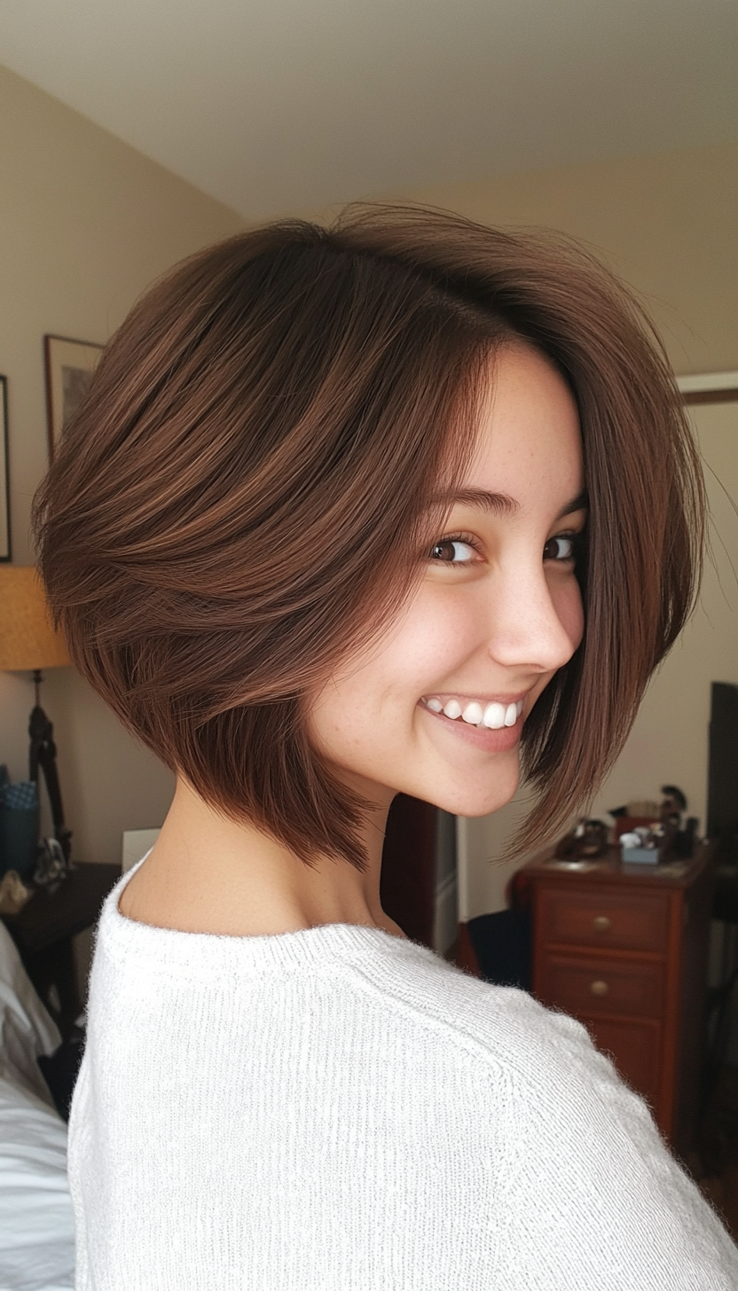 11. Feathered Bob in Medium Chestnut (Short Haircuts For Women) - Short Haircuts For Women