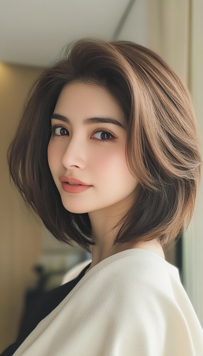 13. Soft Layered Lob in Light Golden Brown (Short Haircuts For Women) - Short Haircuts For Women