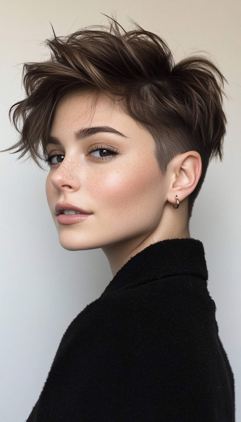27. Textured Undercut in Smoky Brown (Short Haircuts For Women) - Short Haircuts For Women