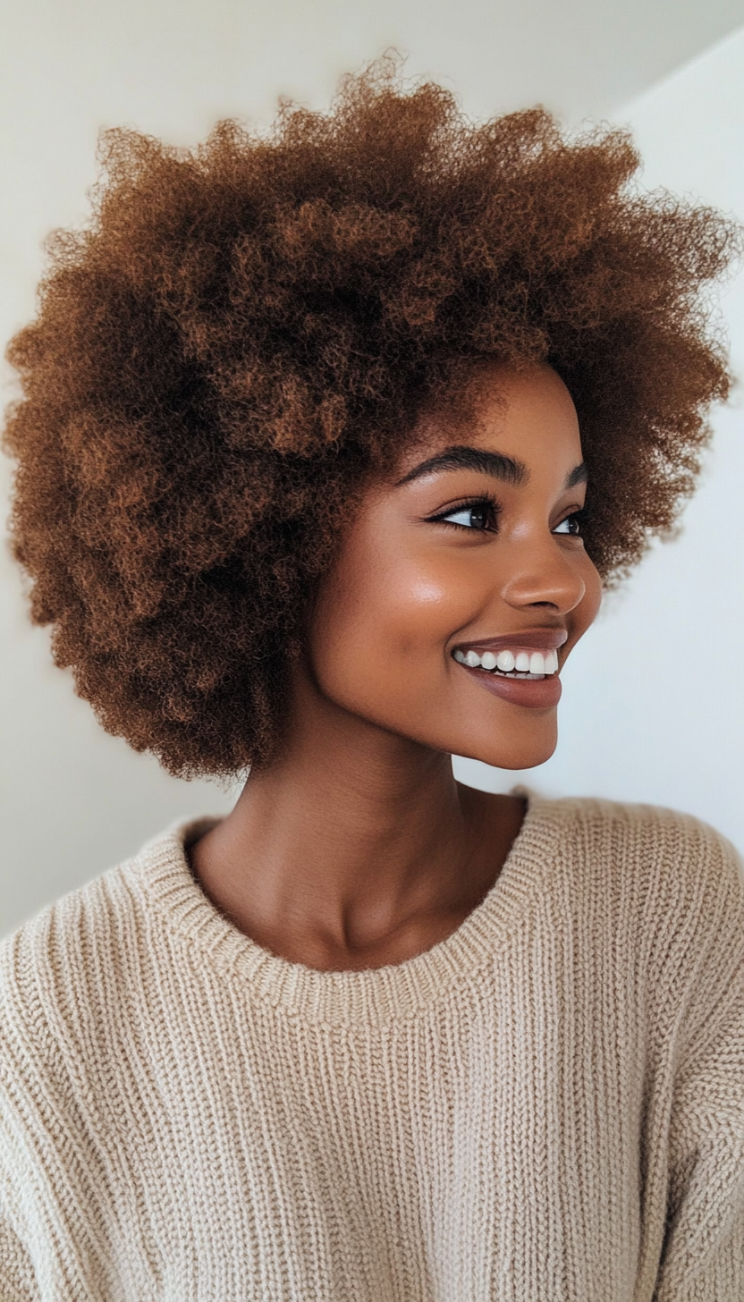 7. Tapered Coil Afro in Caramel Brown (Short Afro Hairstyles) - Short Afro Hairstyles
