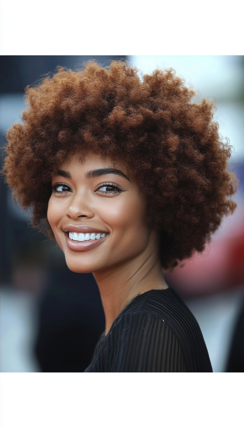 9. Defined Curls Afro in Sandy Brown (Short Afro Hairstyles) - Short Afro Hairstyles