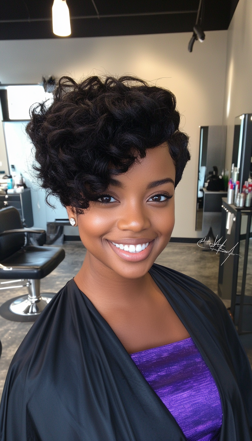 11. Asymmetrical Afro Cut in Midnight Black (Short Afro Hairstyles) - Short Afro Hairstyles