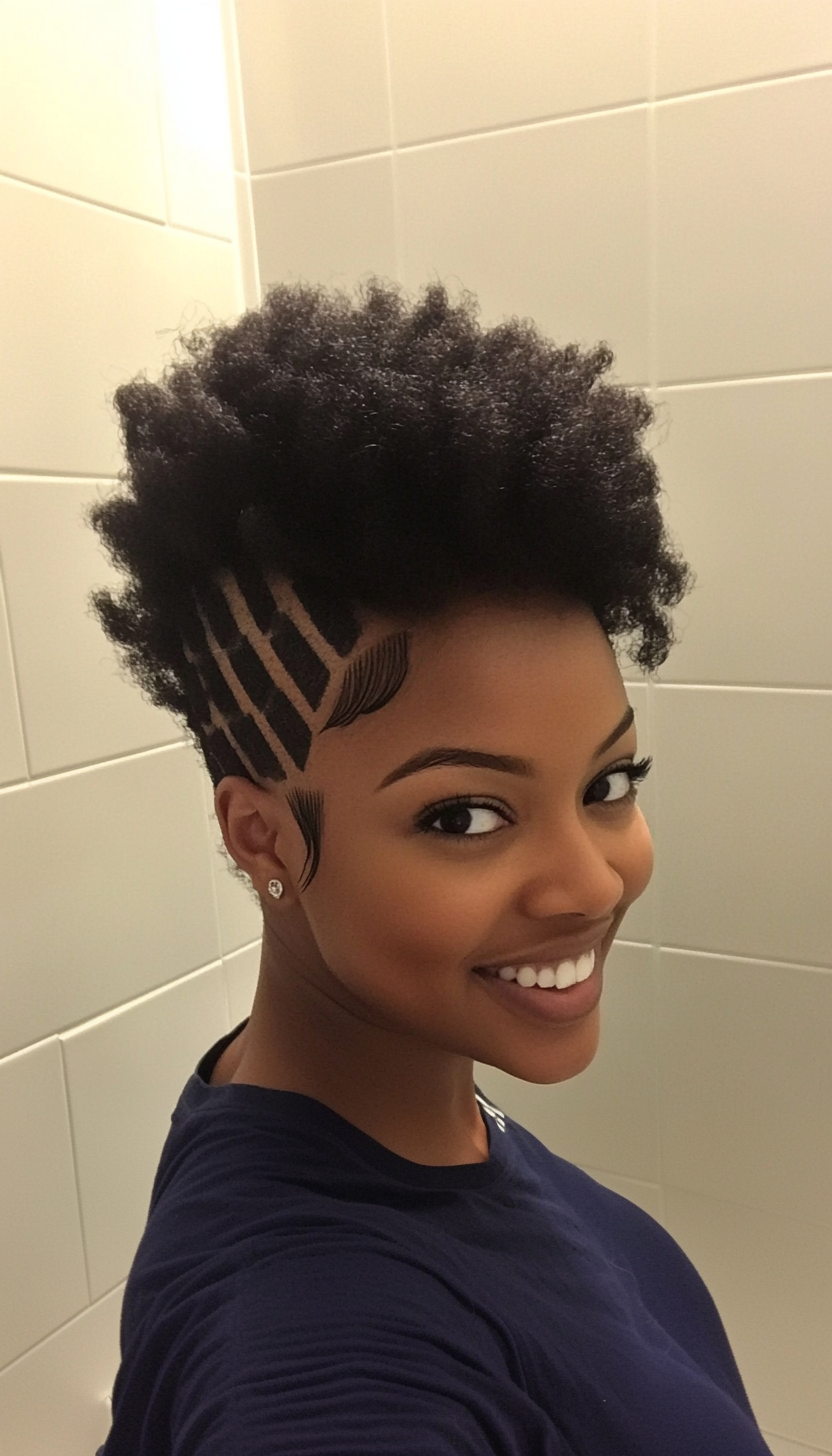14. Geometric Afro in Deep Ebony (Short Afro Hairstyles) - Short Afro Hairstyles