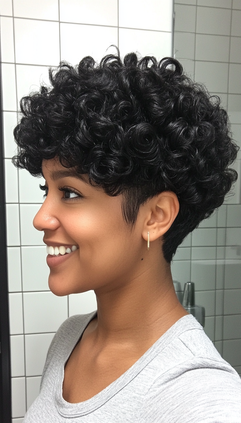 15. Cropped Curls in Smoky Black (Short Afro Hairstyles) - Short Afro Hairstyles