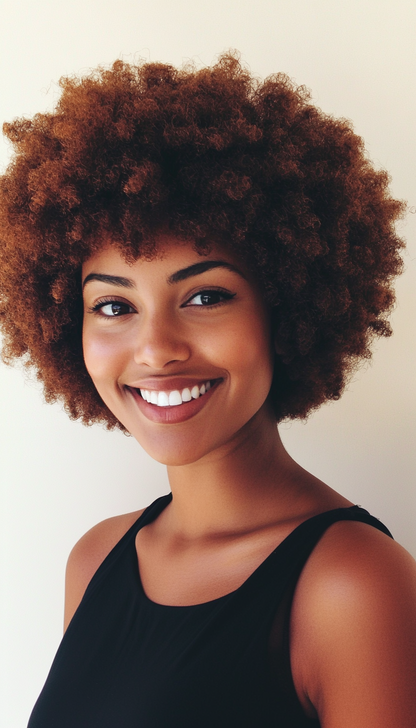 22. Voluminous Curls in Deep Chestnut (Short Afro Hairstyles) - Short Afro Hairstyles