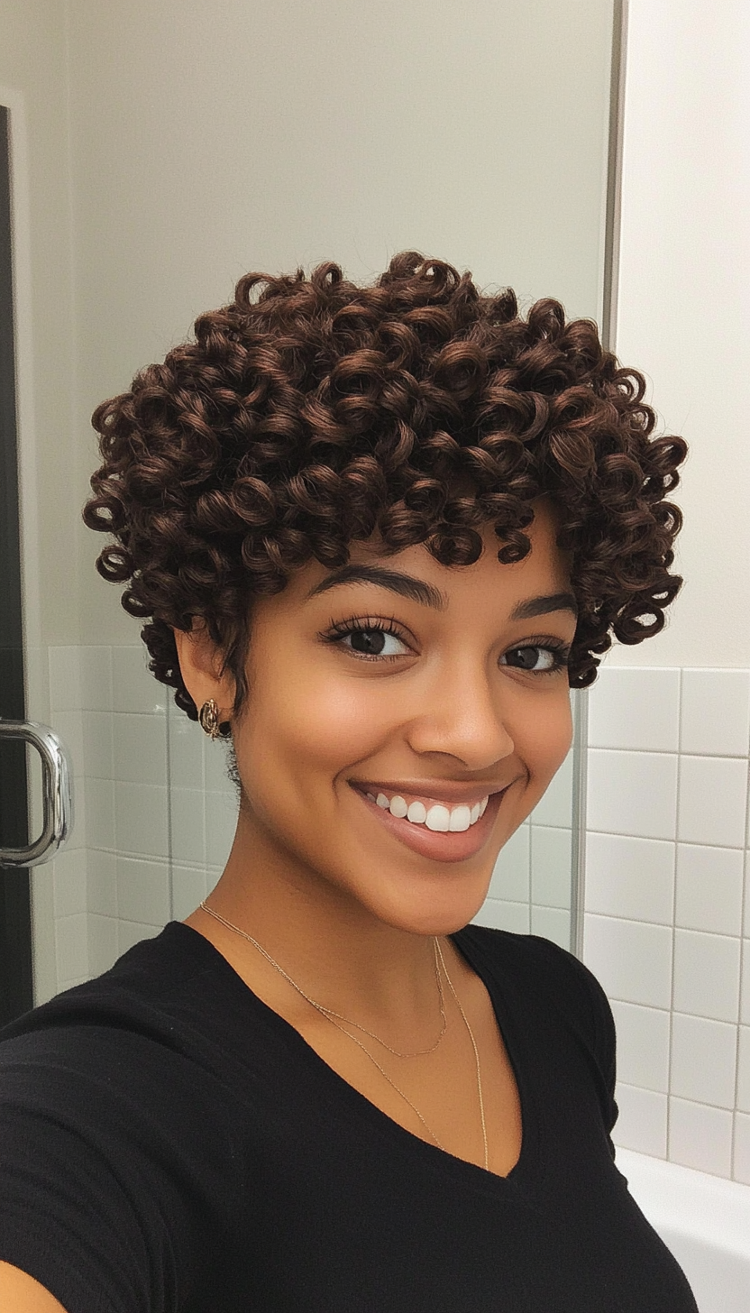 27. Short Spiral Afro in Charcoal Brown (Short Afro Hairstyles) - Short Afro Hairstyles