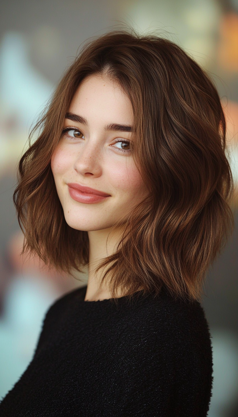 5. Ash Brown Textured Lob (Holiday Hairstyles) - Holiday Hairstyles