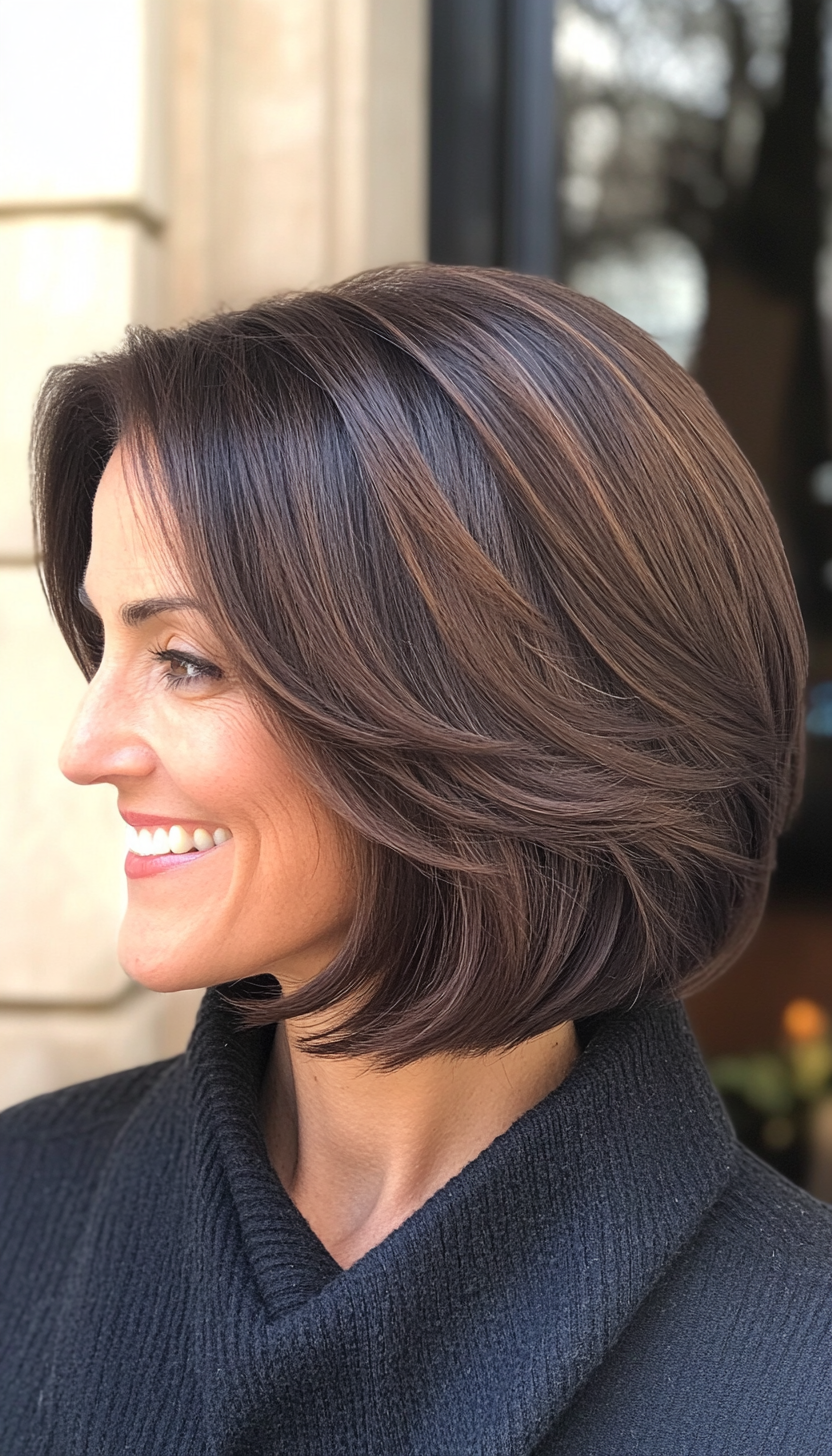 14. Rich Mocha Bob with Layers (Holiday Hairstyles) - Holiday Hairstyles