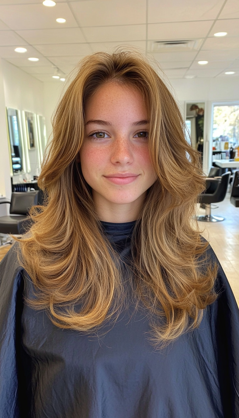 23. Golden Chestnut Feather Layers (Holiday Hairstyles) - Holiday Hairstyles