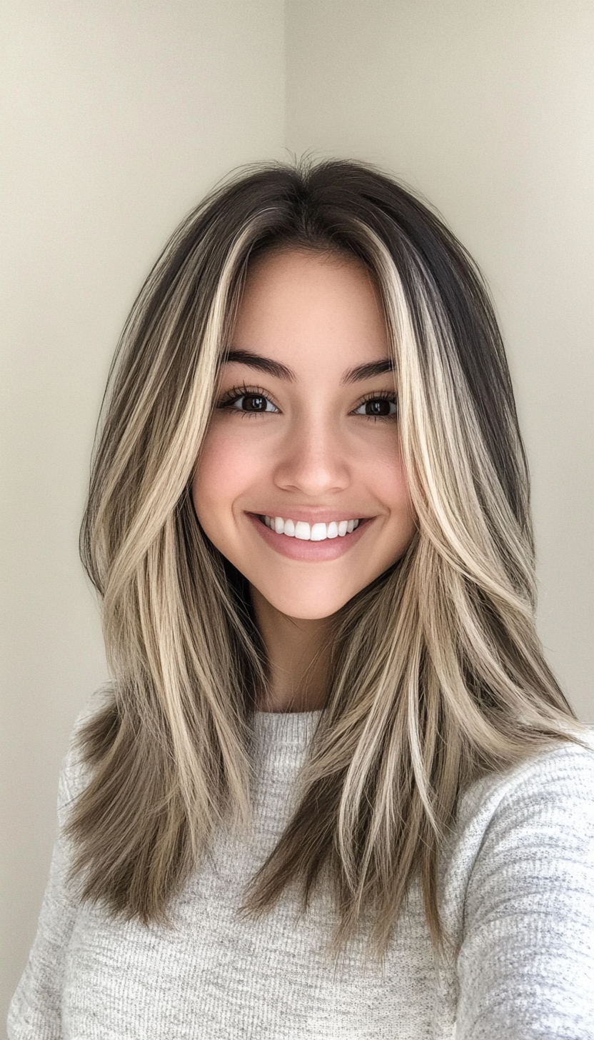 24. Dark Ash Blonde Layered Lob (Holiday Hairstyles) - Holiday Hairstyles