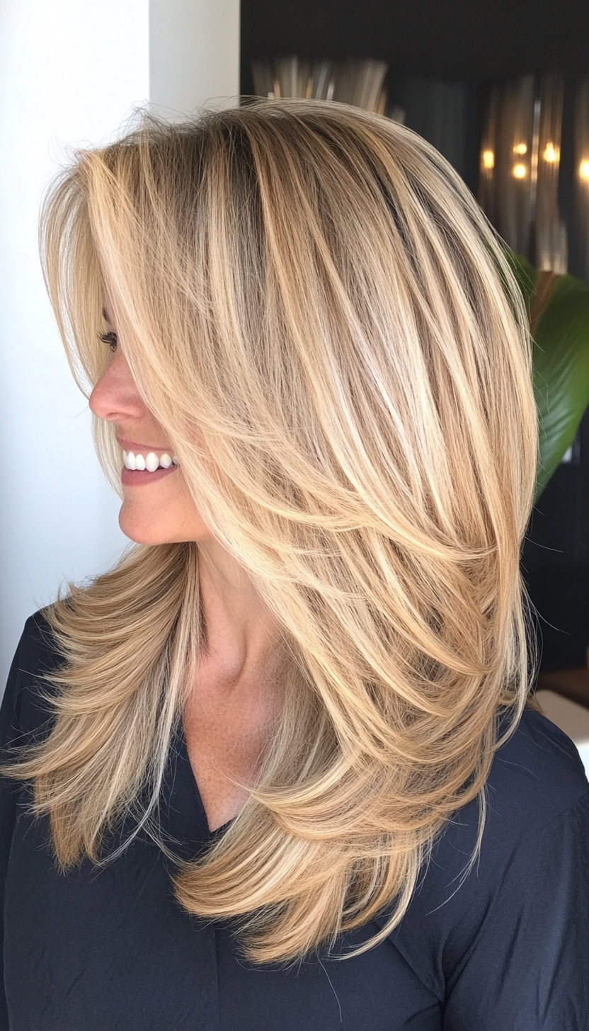 3. Layered Shag in Sandy Blonde (Hairstyles For Older Women With Fine Hair) - Hairstyles For Older Women With Fine Hair