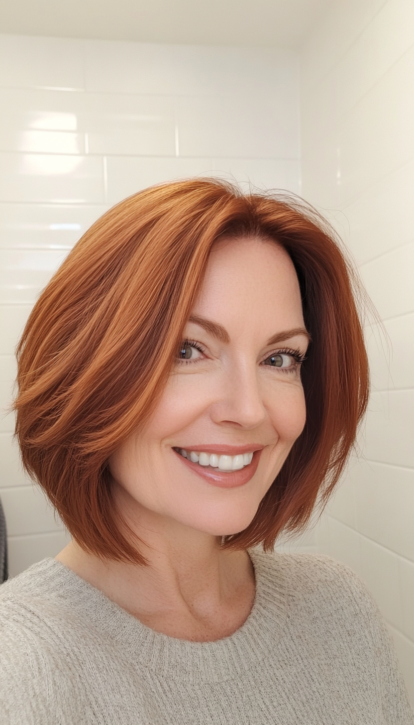 6. Graduated Bob in Natural Auburn (Bob Hairstyles For Women Over 40) - Bob Hairstyles For Women Over 40
