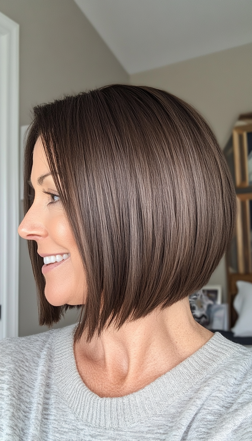 8. Blunt Bob in Medium Ash Brown (Bob Hairstyles For Women Over 40) - Bob Hairstyles For Women Over 40