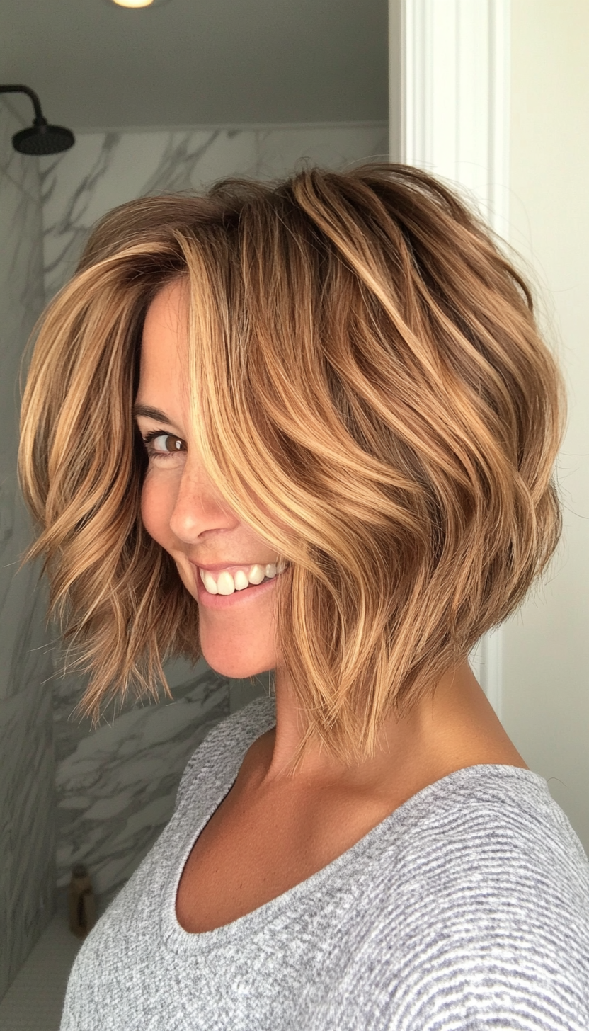 12. Shaggy Bob in Golden Brown (Bob Hairstyles For Women Over 40) - Bob Hairstyles For Women Over 40