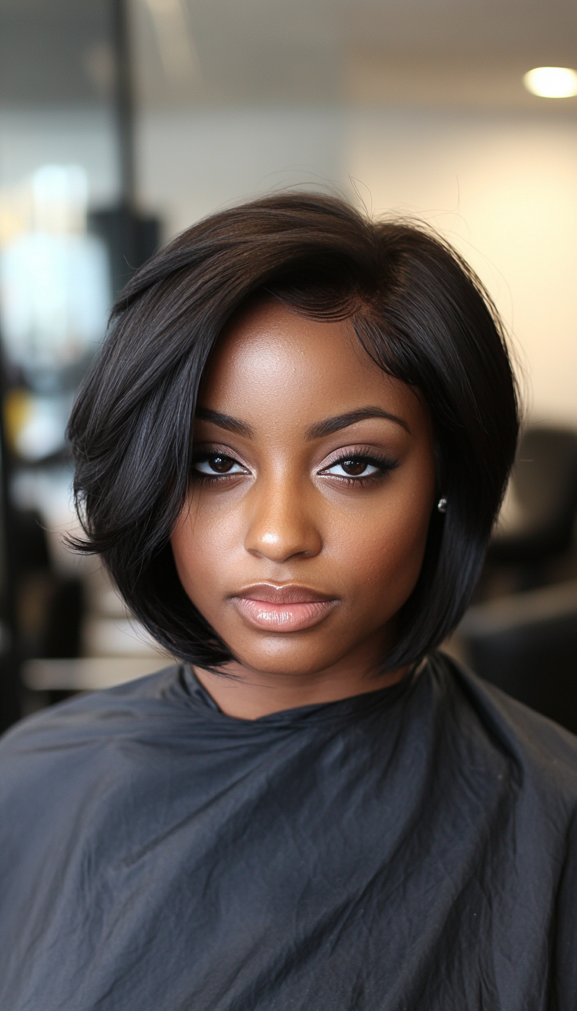 16. Side-Parted Bob in Raven Black (Bob Hairstyles For Women Over 40) - Bob Hairstyles For Women Over 40