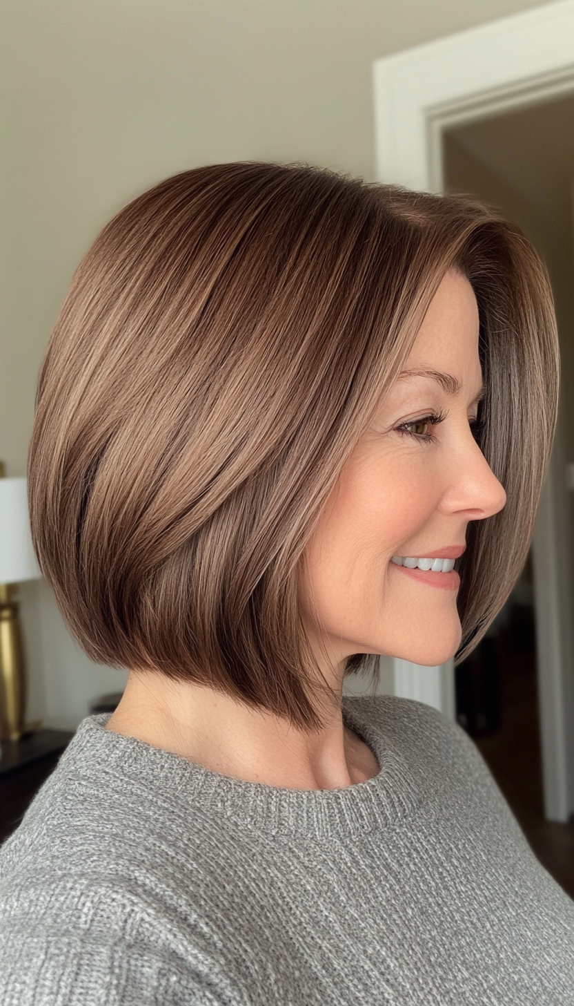 1. The Elegant Soft Bob in Ash Brown (Hairstyles For Women Over 50) - Hairstyles For Women Over 50