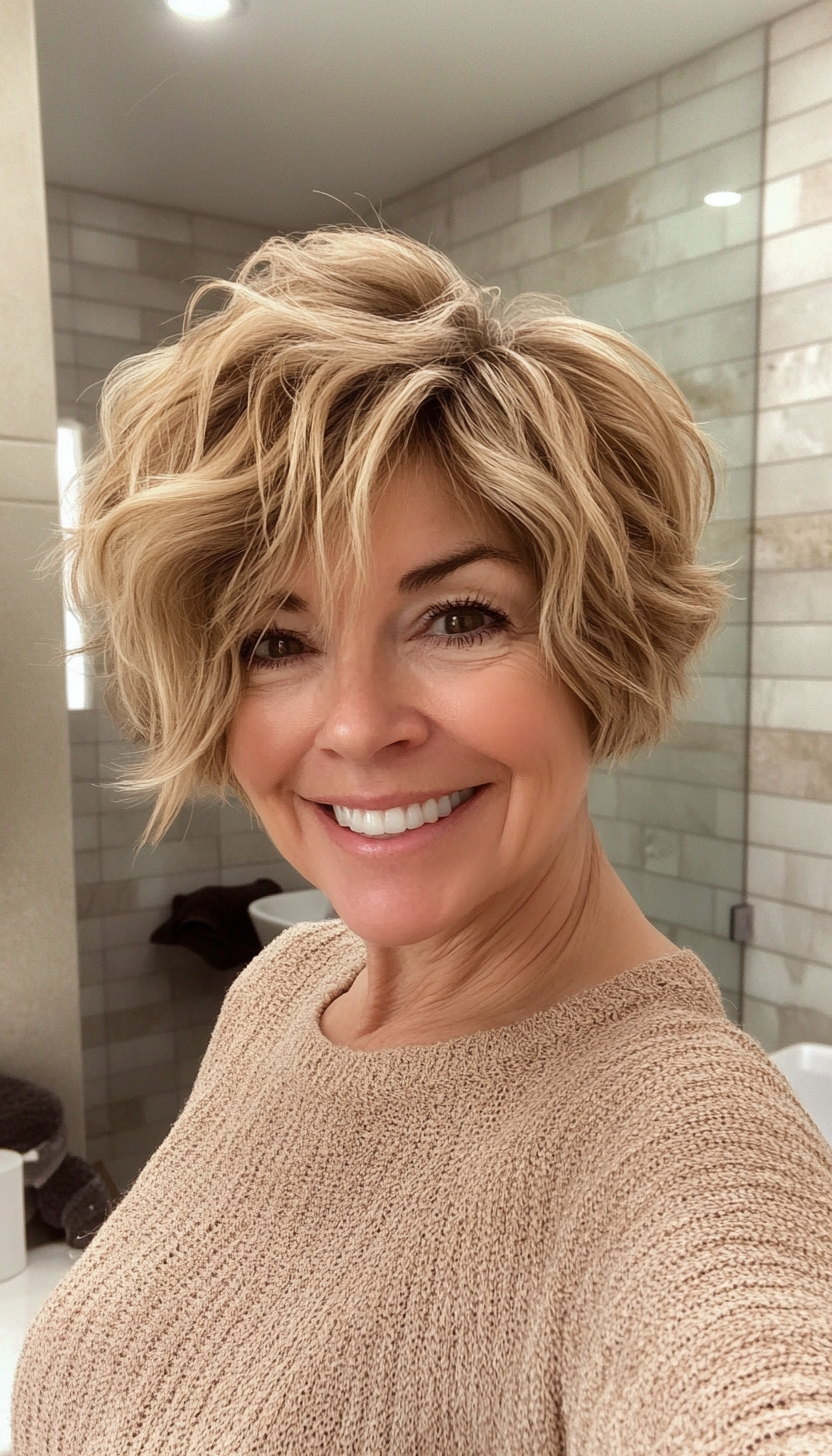 17. Tousled Pixie in Warm Blonde (Hairstyles For Women Over 50) - Hairstyles For Women Over 50