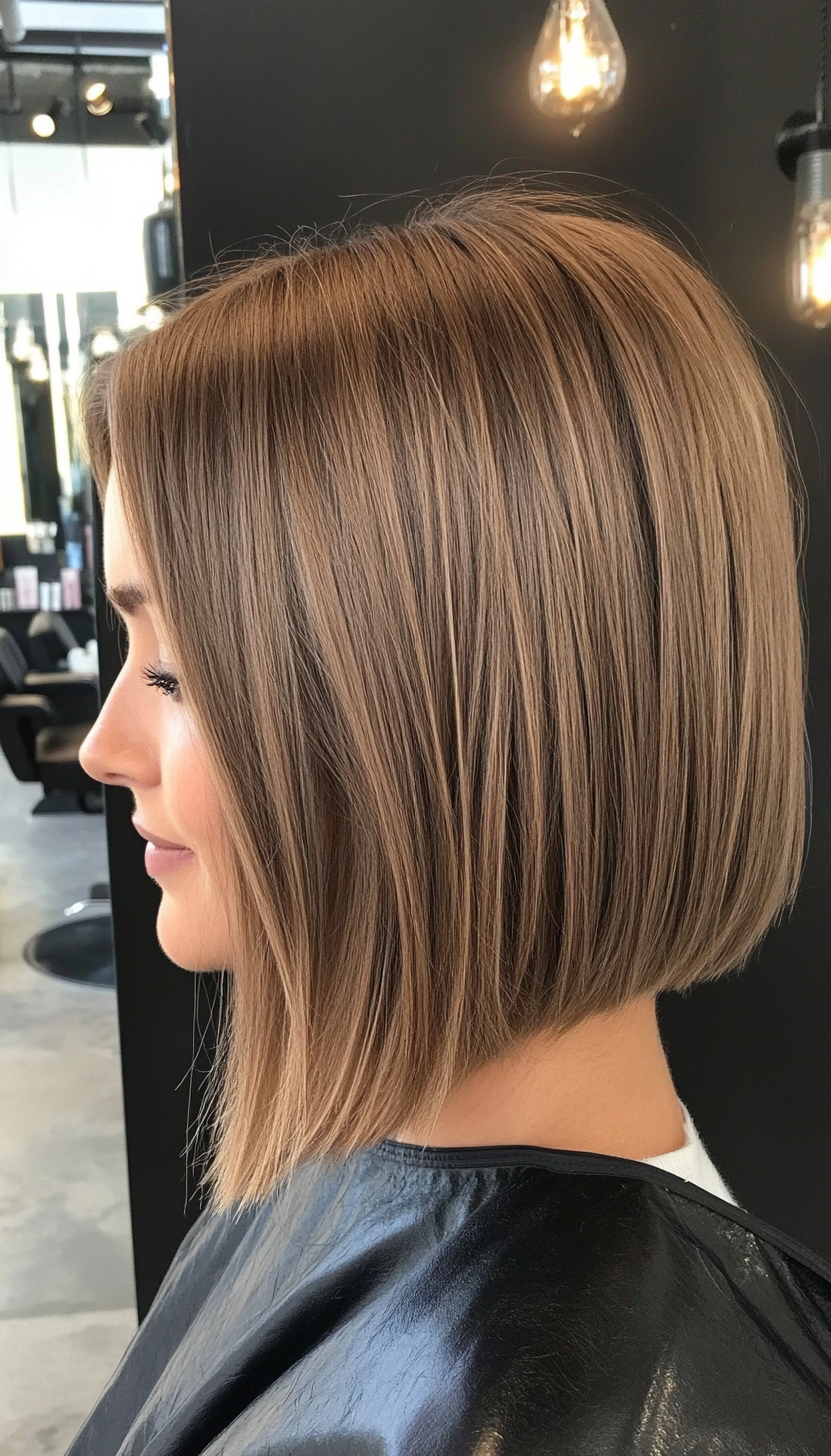 8. Mocha Sleek A-Line Bob (Hairstyles For Thin Straight Hair) - Hairstyles For Thin Straight Hair