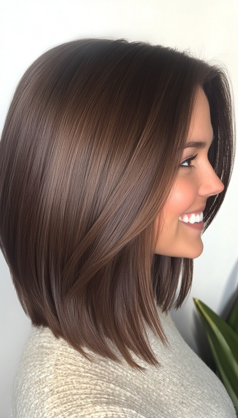 10. Chocolate Brown Graduated Bob (Hairstyles For Thin Straight Hair) - Hairstyles For Thin Straight Hair
