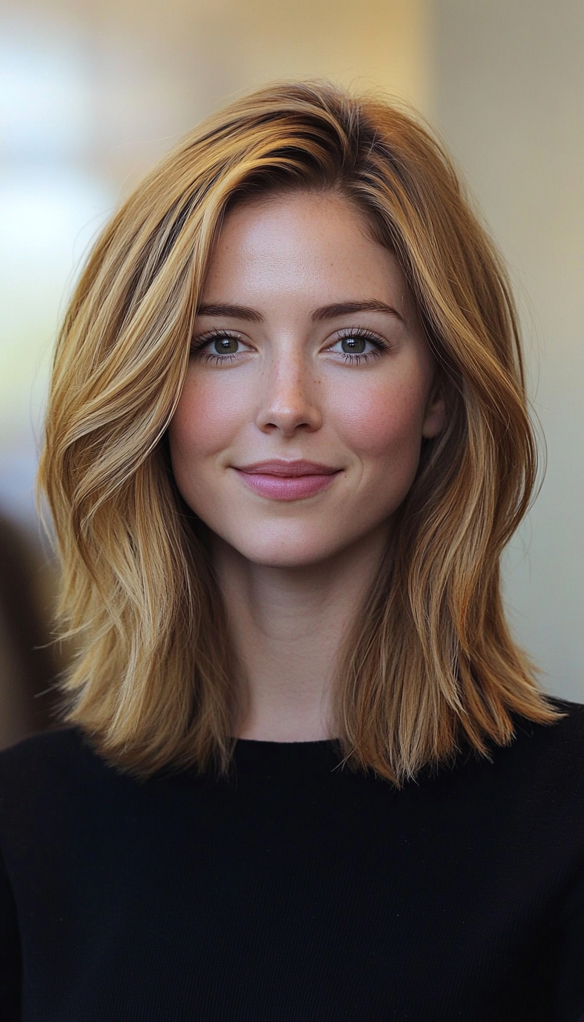 14. Golden Blonde Shoulder-Length Cut (Hairstyles For Thin Straight Hair) - Hairstyles For Thin Straight Hair