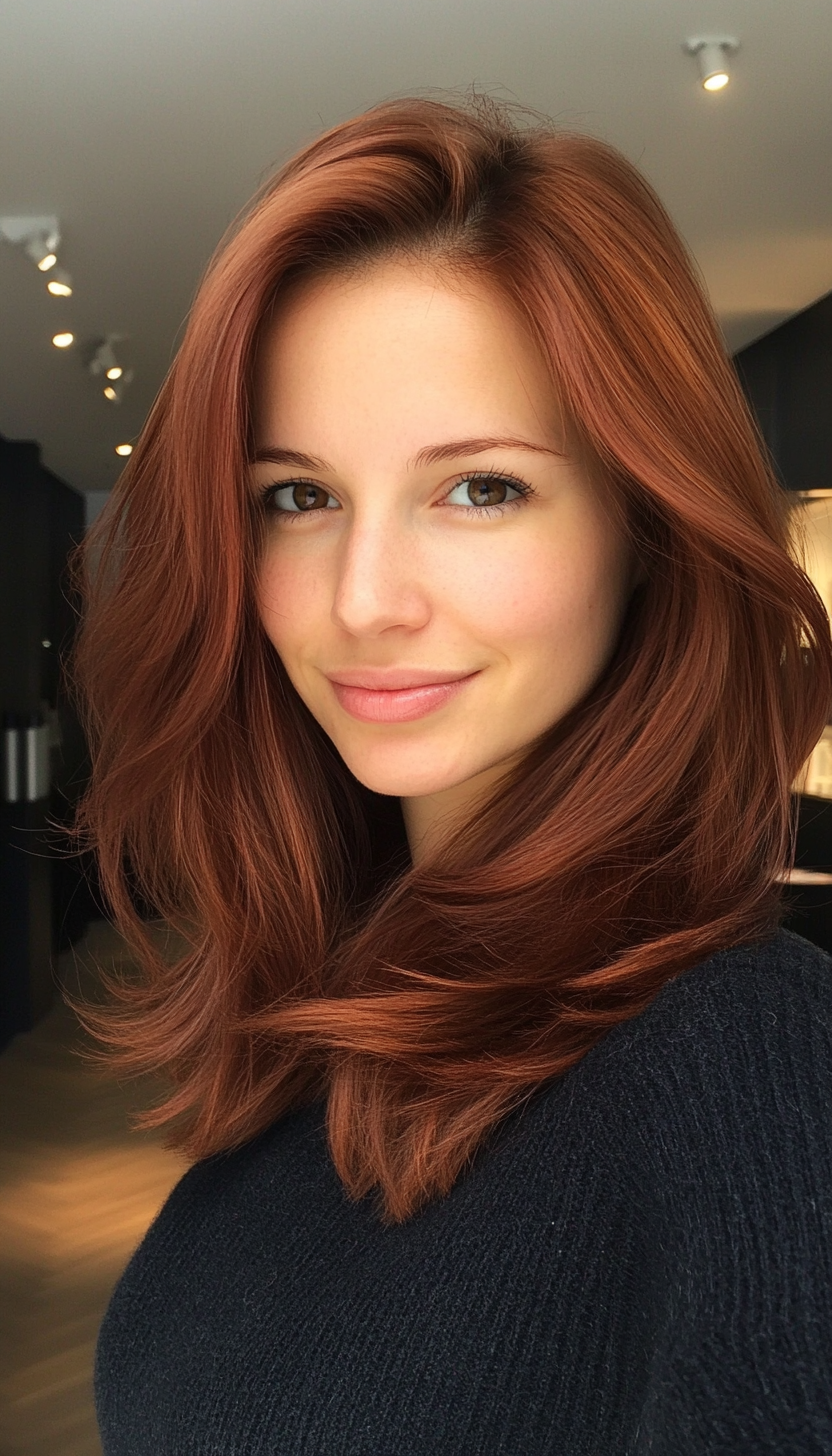 18. Mahogany Blended Layers (Hairstyles For Thin Straight Hair) - Hairstyles For Thin Straight Hair