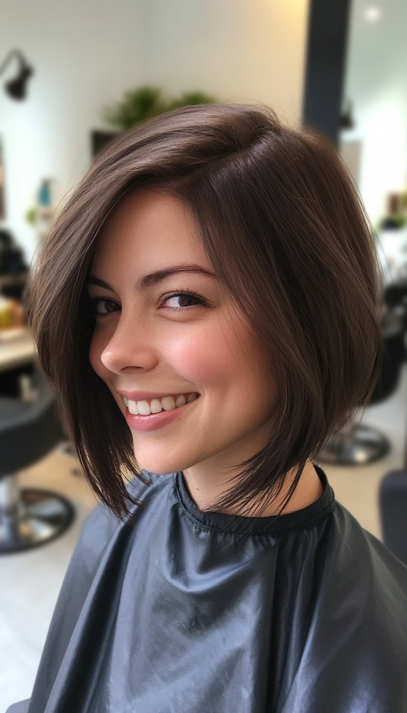 22. Espresso Angled Bob (Hairstyles For Thin Straight Hair) - Hairstyles For Thin Straight Hair