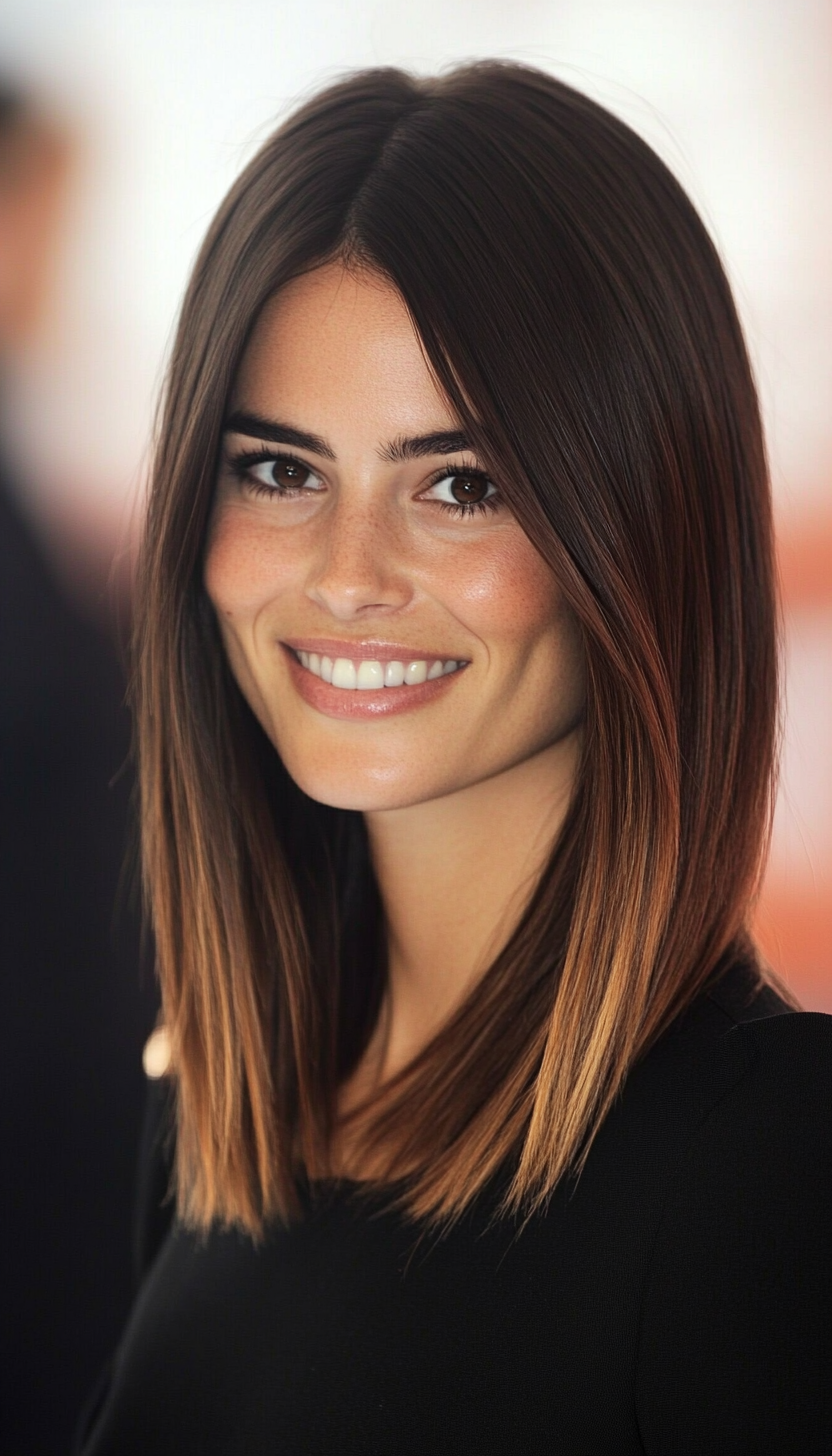 25. Chocolate Ombre Straight Cut (Hairstyles For Thin Straight Hair) - Hairstyles For Thin Straight Hair