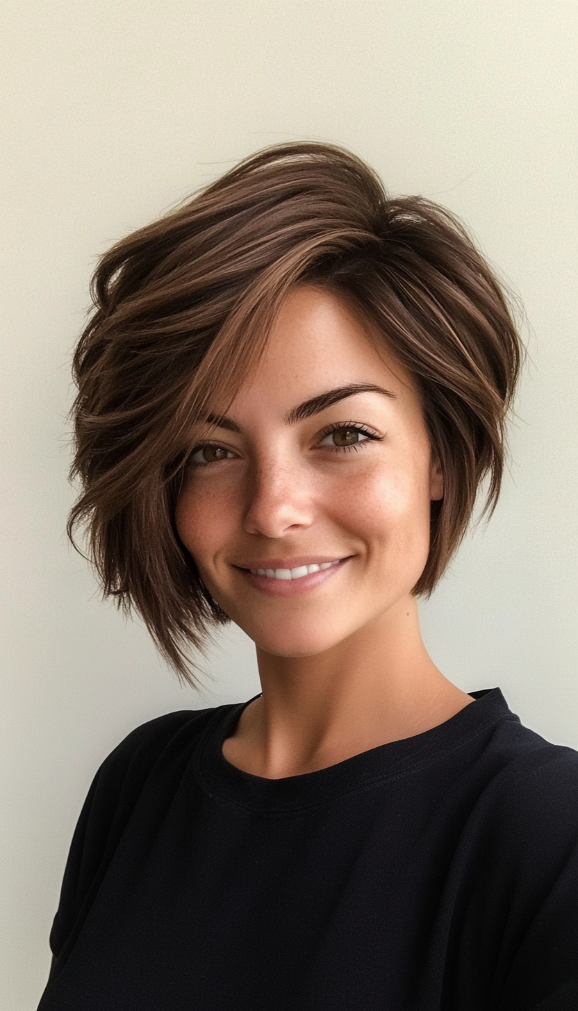1. Soft Layered Pixie in Deep Brown (Long Pixie Cuts) - Long Pixie Cuts