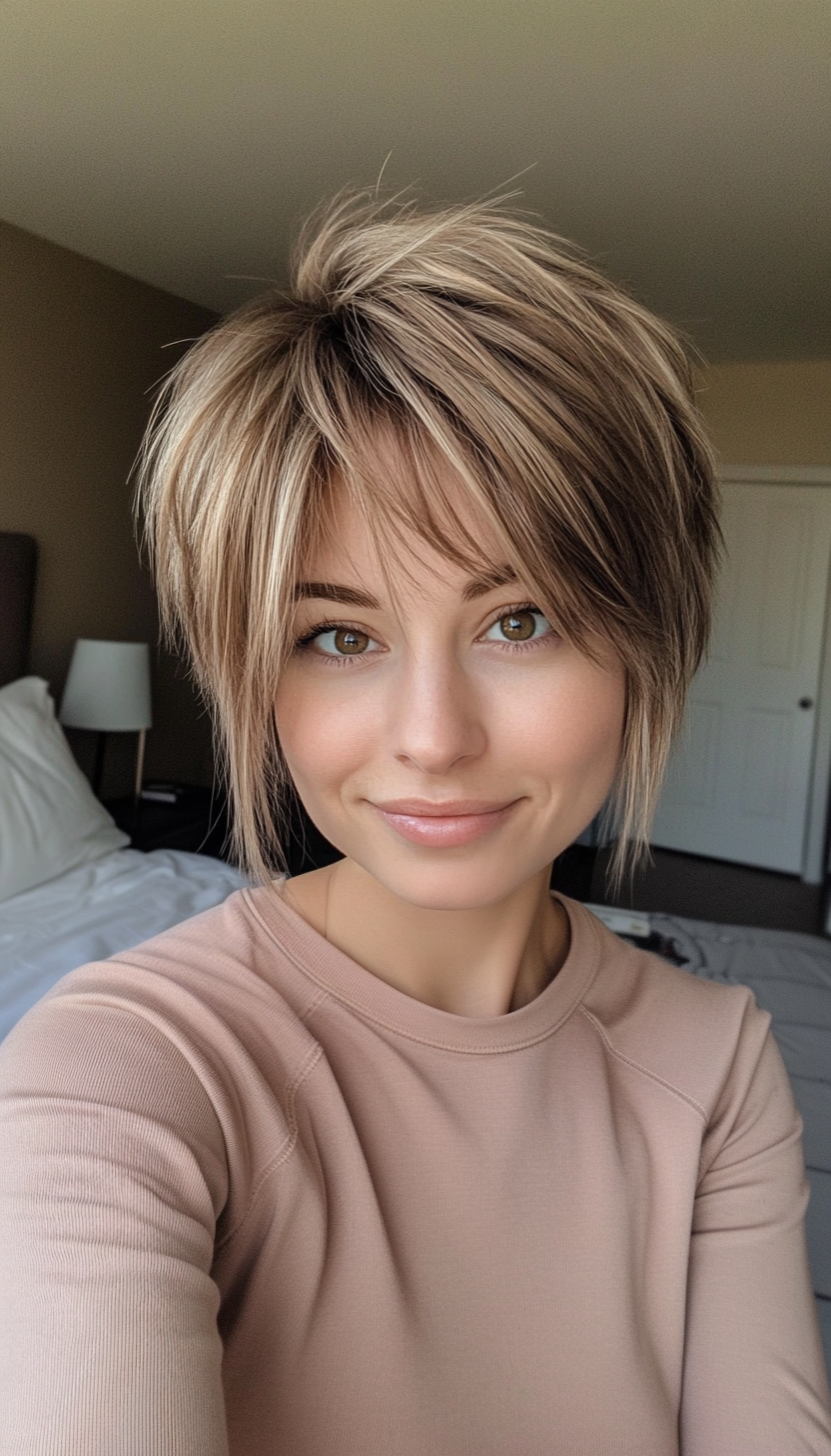9. Wispy Fringe Pixie in Light Brown (Long Pixie Cuts) - Long Pixie Cuts