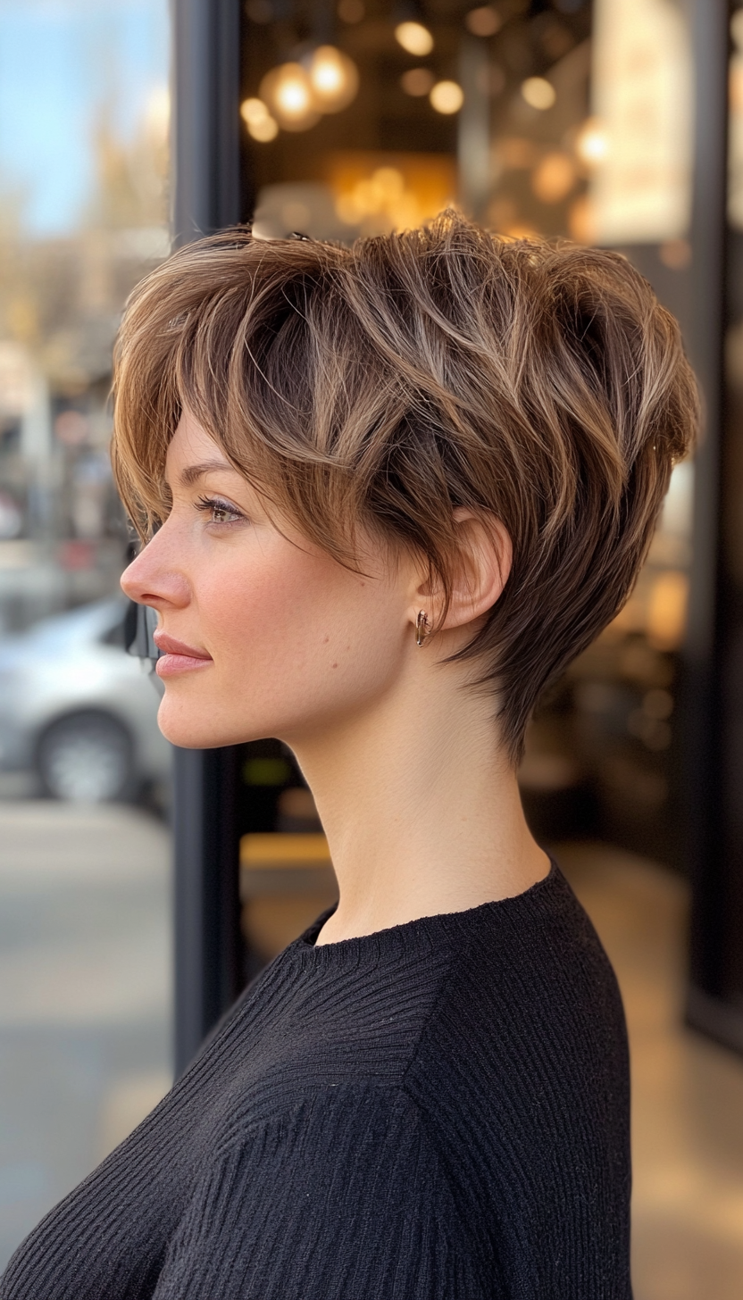 11. Subtle Shag Pixie in Golden Brown (Long Pixie Cuts) - Long Pixie Cuts