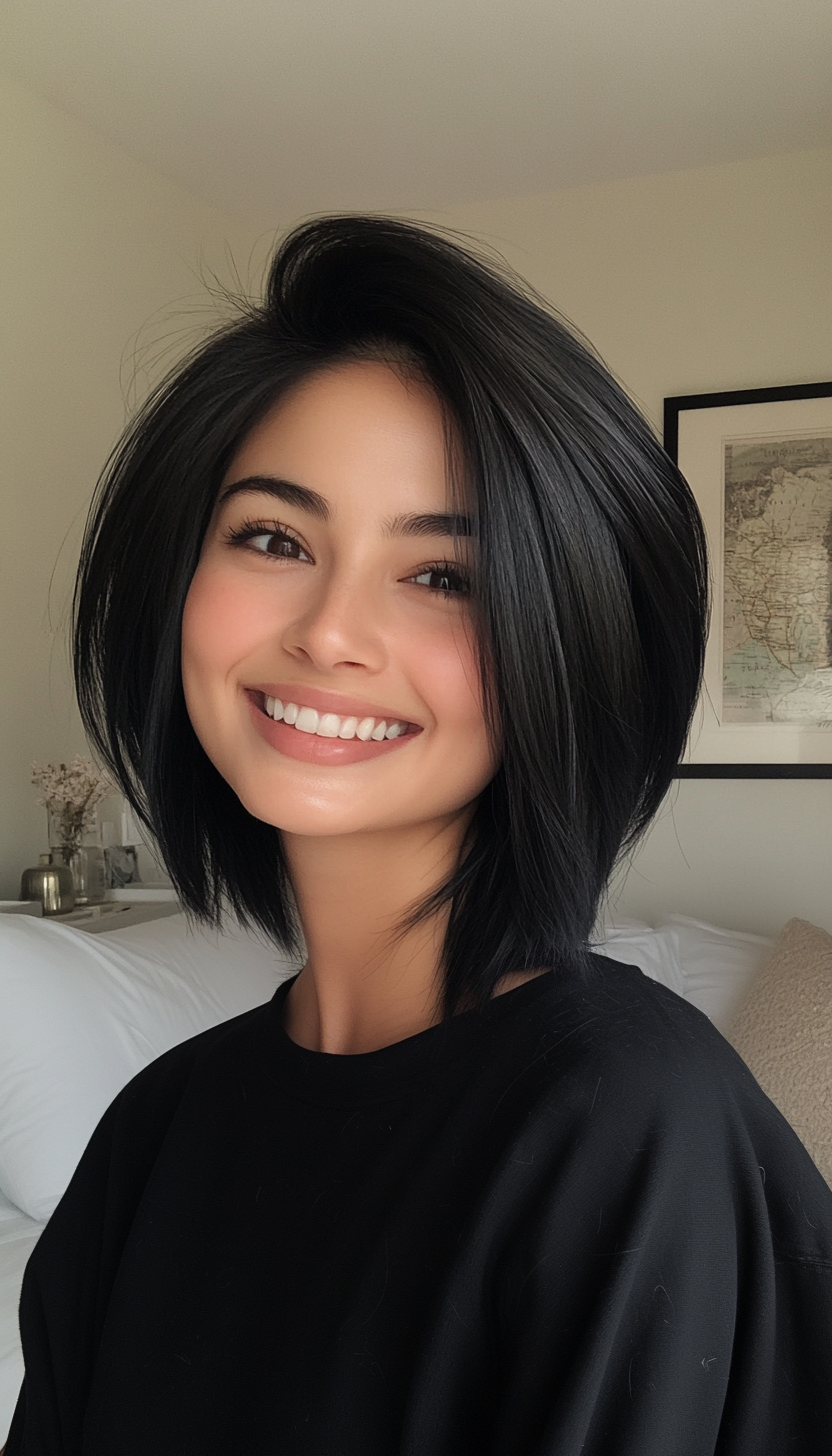 12. Sleek Long Pixie in Jet Black (Long Pixie Cuts) - Long Pixie Cuts