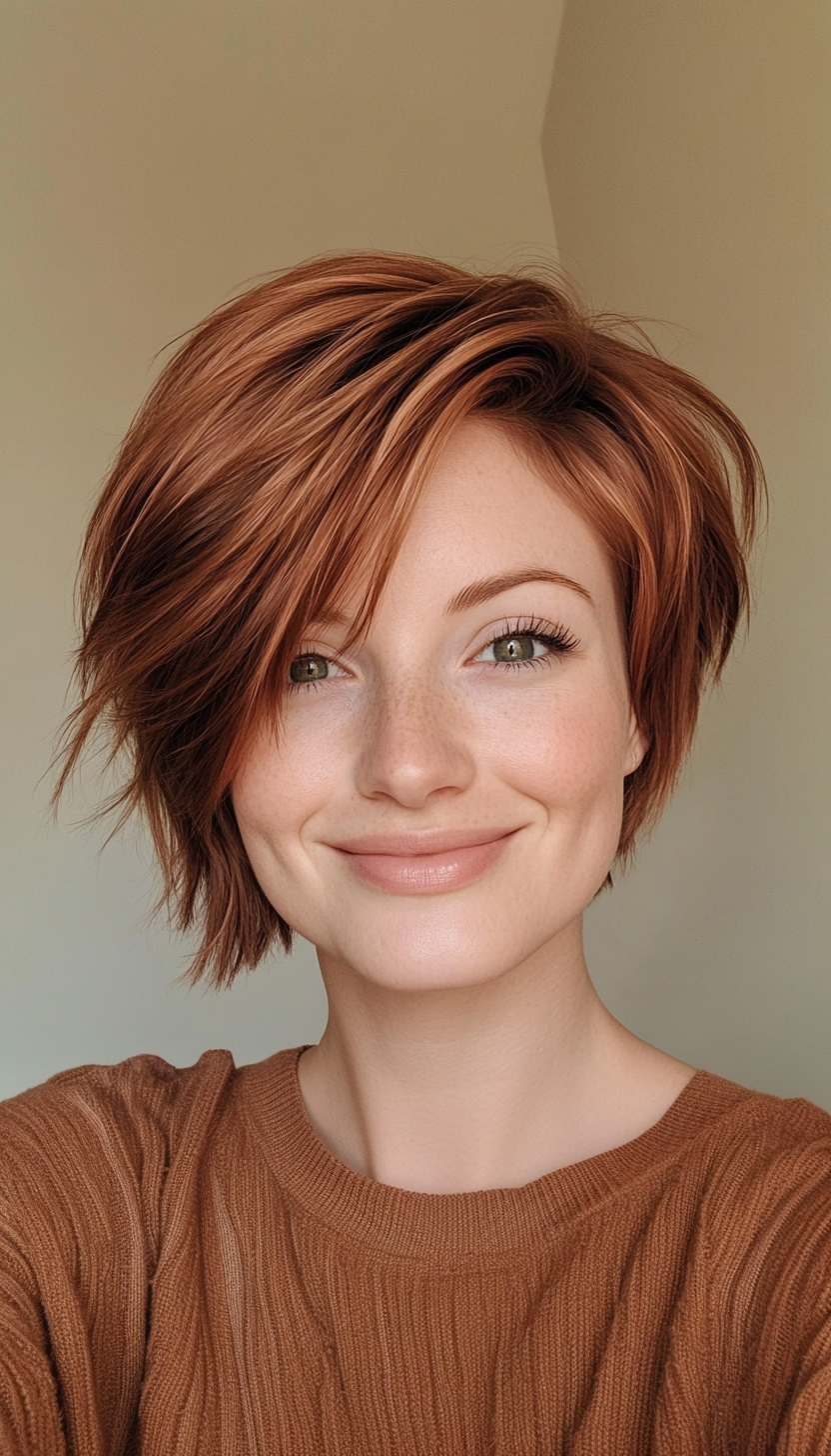 18. Grown-Out Pixie in Copper Brown (Long Pixie Cuts) - Long Pixie Cuts