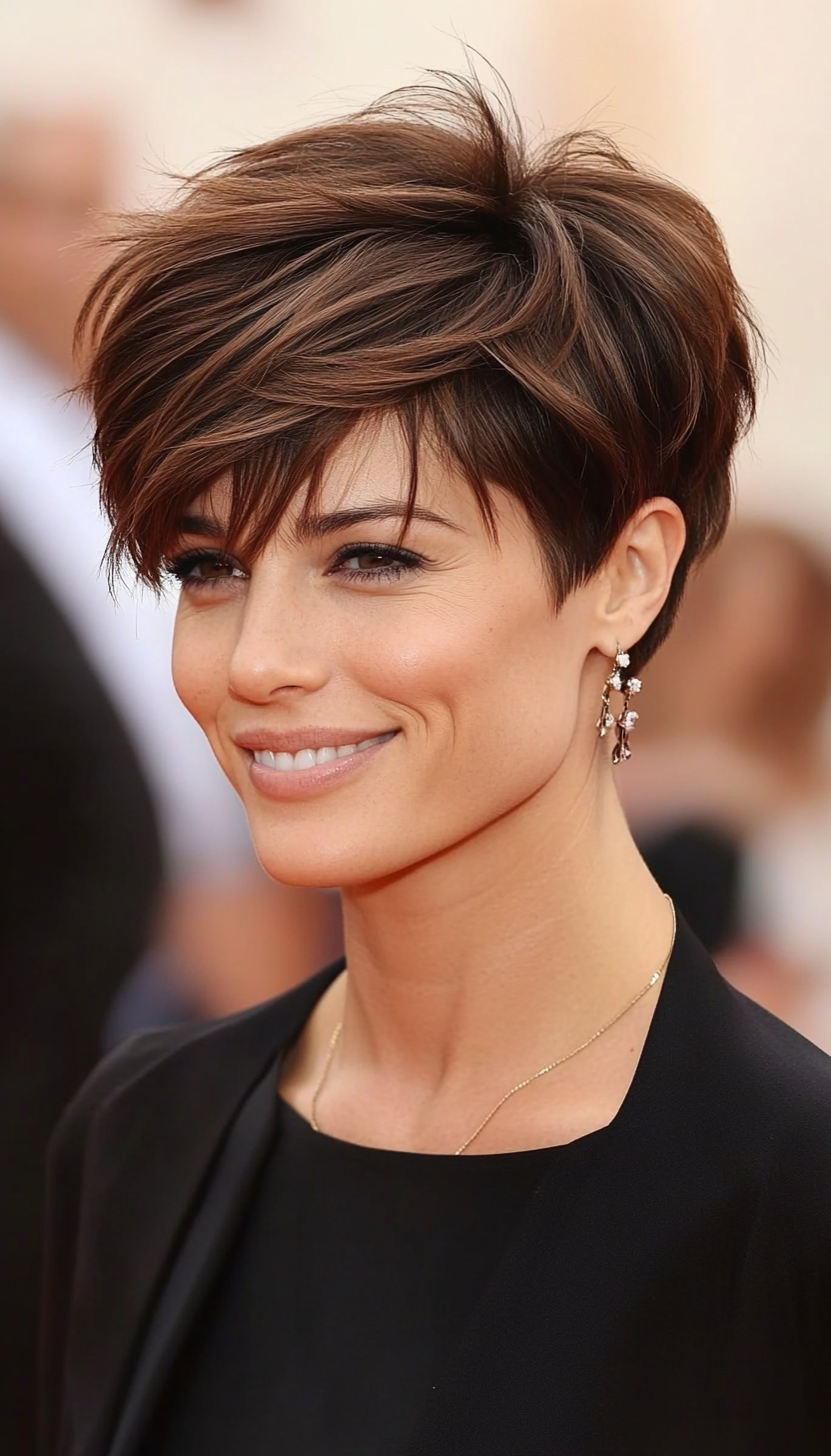 20. Voluminous Pixie in Medium Brown (Long Pixie Cuts) - Long Pixie Cuts