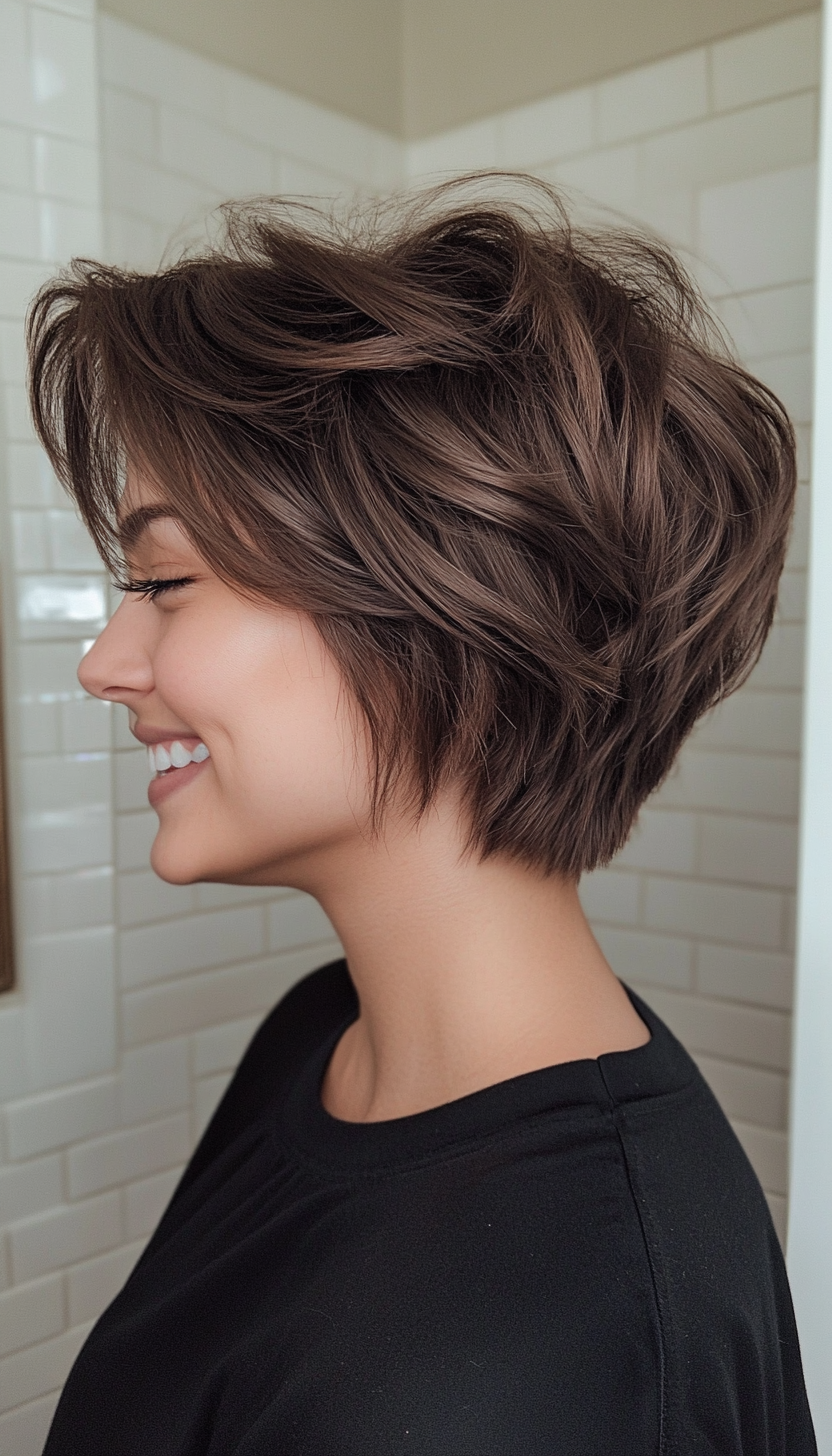 21. Windswept Pixie in Cool Espresso (Long Pixie Cuts) - Long Pixie Cuts
