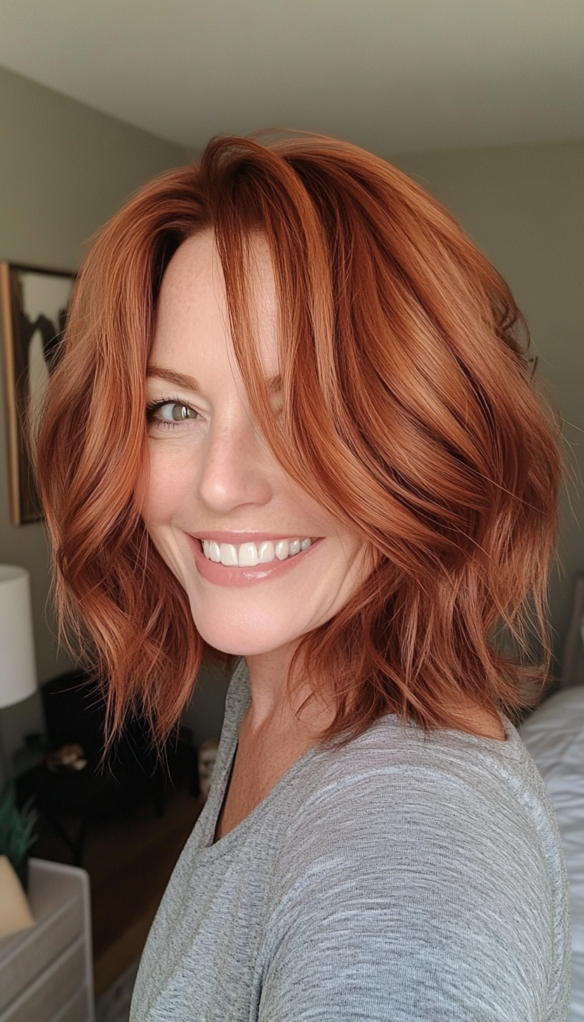 4. Warm Auburn Shag (Shorter Haircuts For Women) - Shorter Haircuts For Women