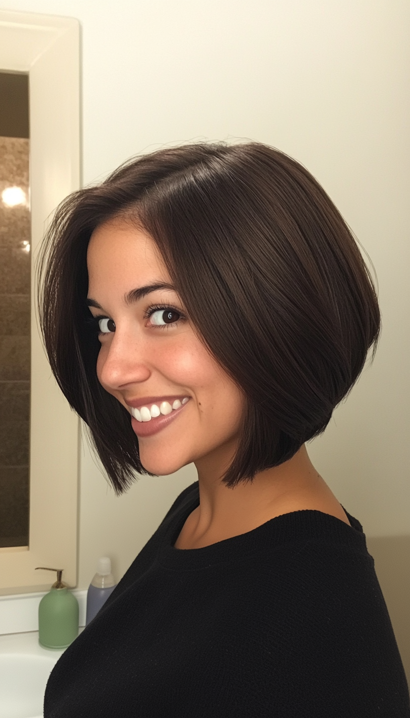 12. Dark Chocolate Asymmetrical Bob (Shorter Haircuts For Women) - Shorter Haircuts For Women